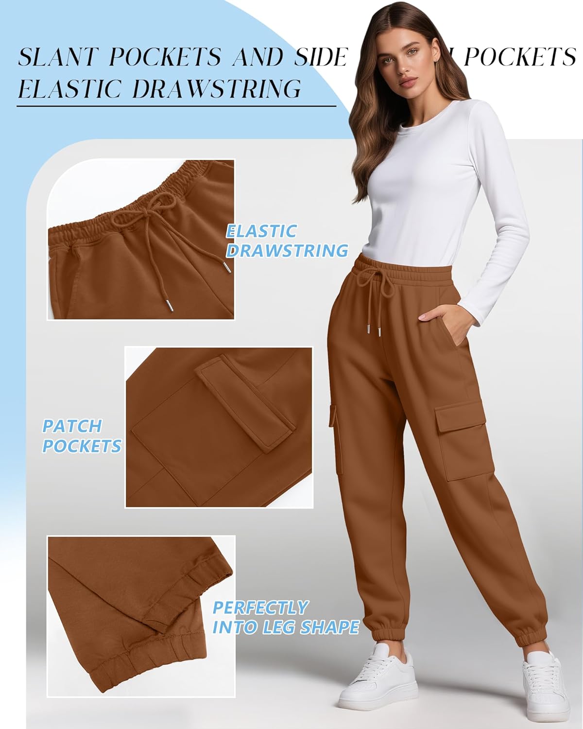 Neer 3 Pack Women's Cargo Sweatpants Joggers Pants Causal Gym Athletic Workout High Waist Bottom Y2k Fall Outfits with Pocket - Image 5