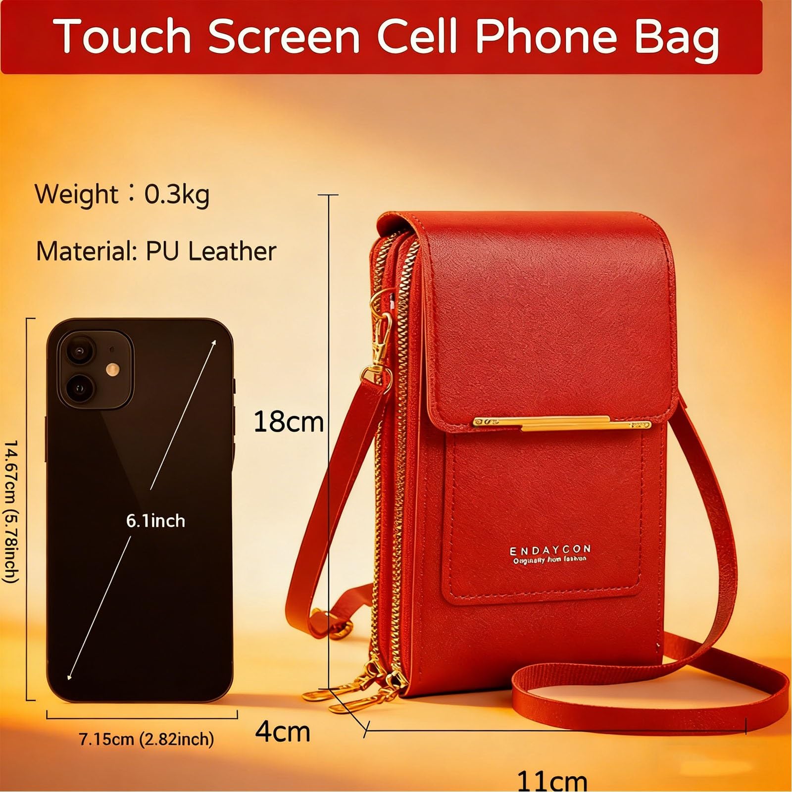 2026 Small Touchscreen Phone Crossbody Bag for Women,Anti-Theft Leather Messenger Bag Rfid Block Mobile Phone Purse — view 7