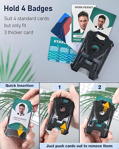 Miniatura 4 de Uniclife Paquete de 2 portatarjetas de plástico duro vertical resistente con ventana transparente y clip apretado, protector de tarjeta estable para