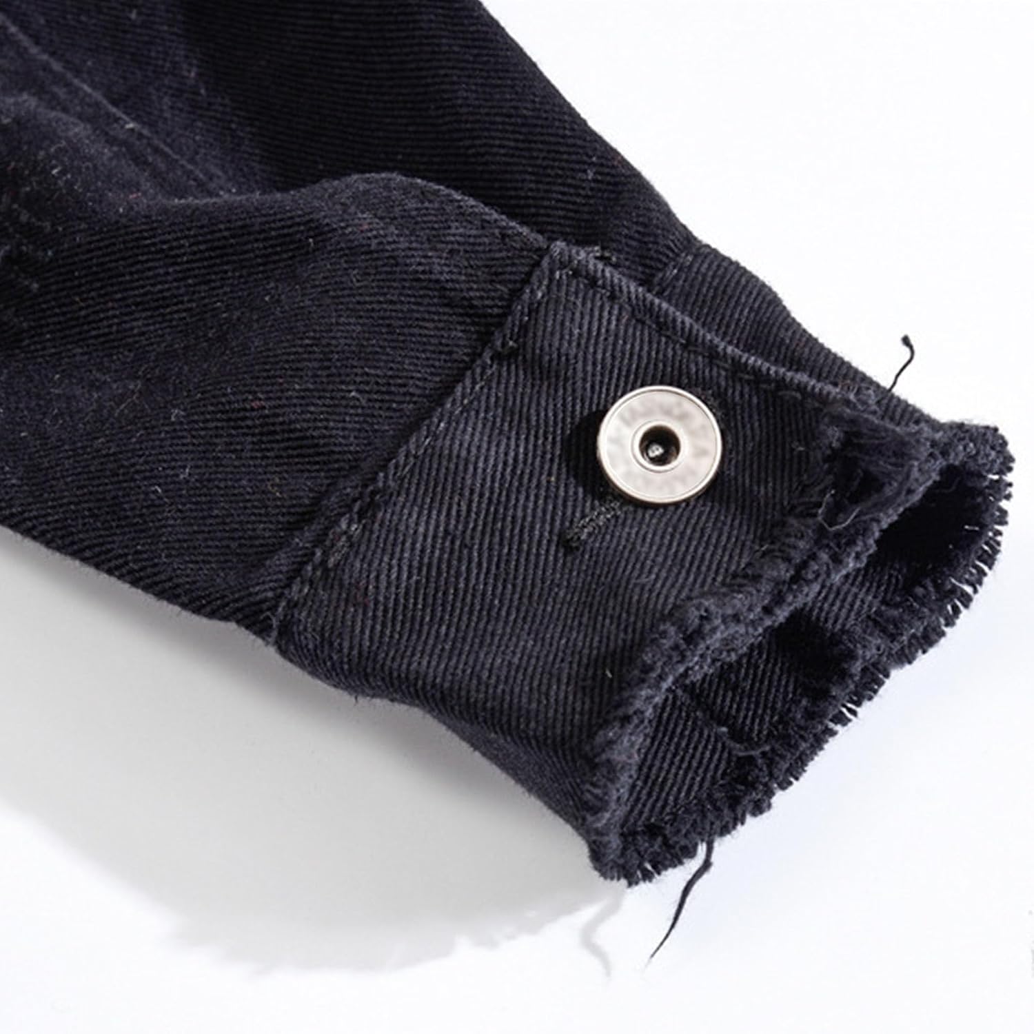 Distressed Denim Jacket for Men Casual Ripped Holes Button Down Trucker Jacket Long Sleeve Motorcycle Jean Jacket