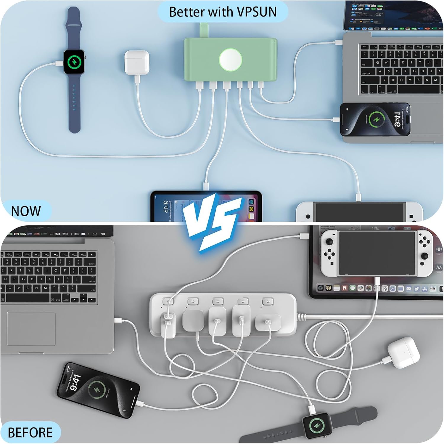 145W USB C Charging Station for Multiple Devices,6 Port USB C Hub Charger,Multi USB Charger Block for Laptop MacBook,HP,iPad,iPhone,Samsung,(Green, 145w)