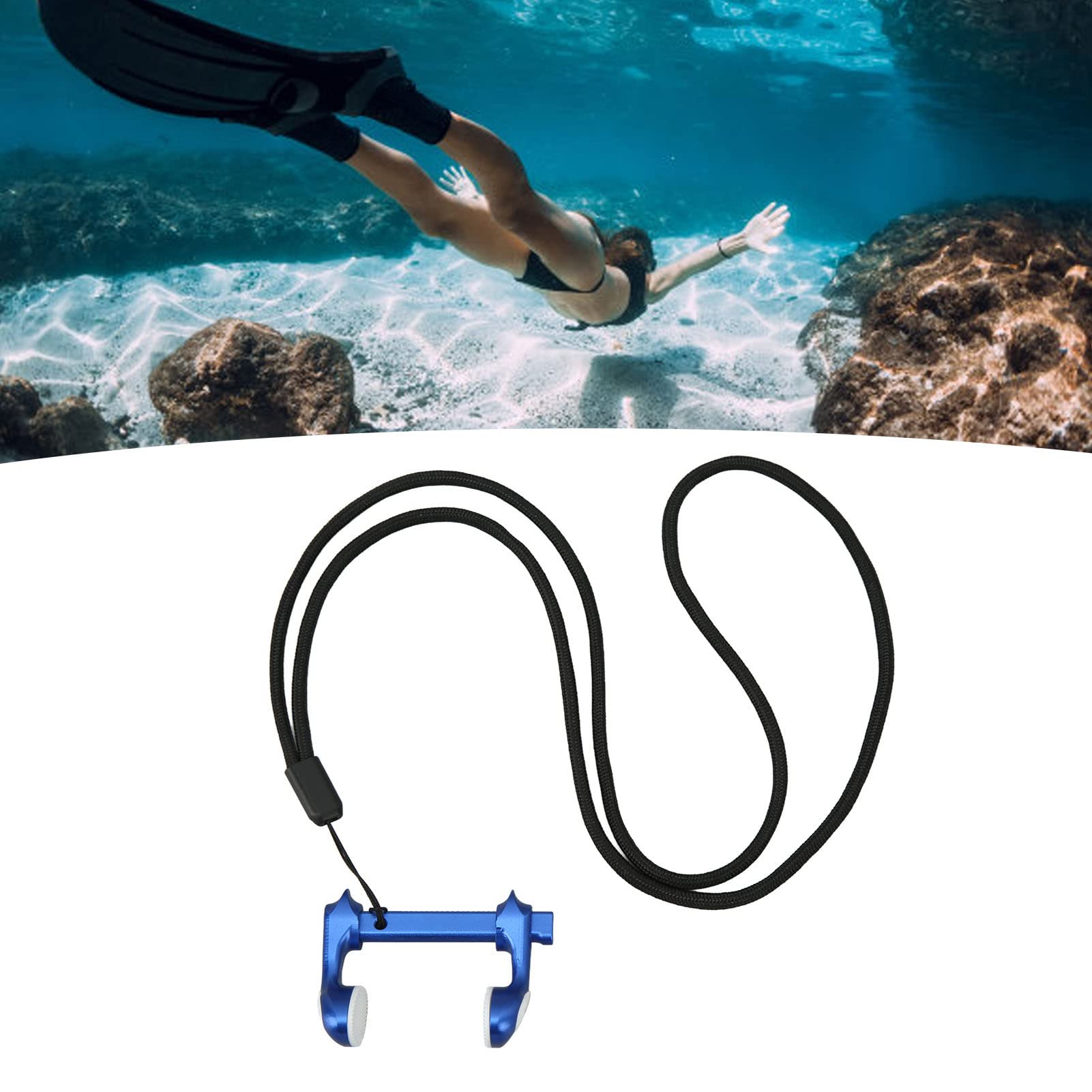 Clip per naso da immersione, regolabile, professionale, in lega di alluminio, con cordino