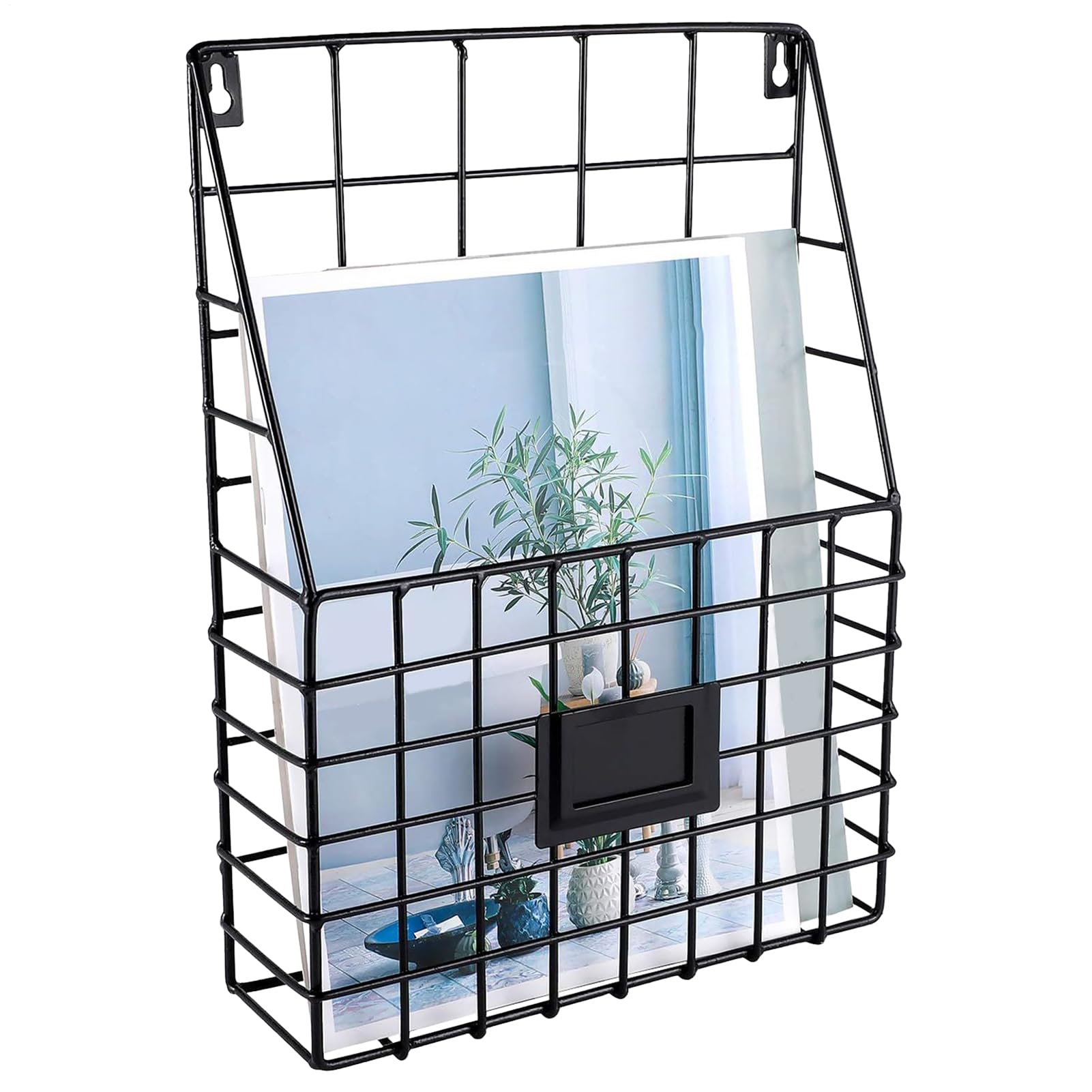 Soporte de metal para archivos montado en la pared 28 x 10 x 40 cm cesta de almacenamiento para oficina