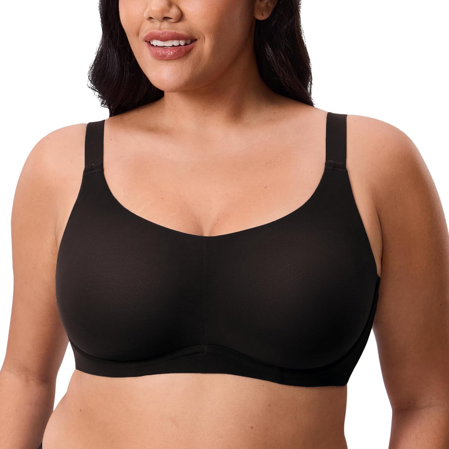 DELIMIRA Women's Cosnufy Sheer Full Coverage Bra Underwire Mesh See Through Plus Size Unlined