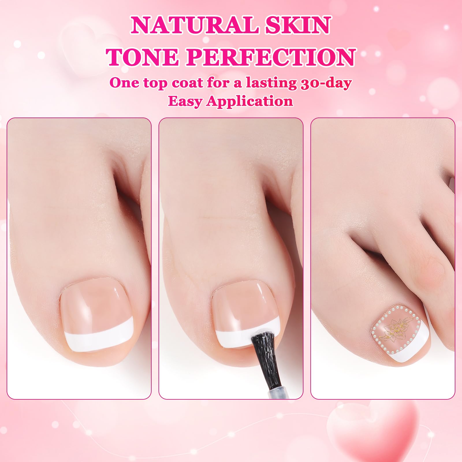 WUZIA 240PCS Toe Nail Tips, Glossy French Press on Pre-applied Soft Gel Fake Nails for Nail Extension at Home DIY (White-Deep Bronze) - Image 4