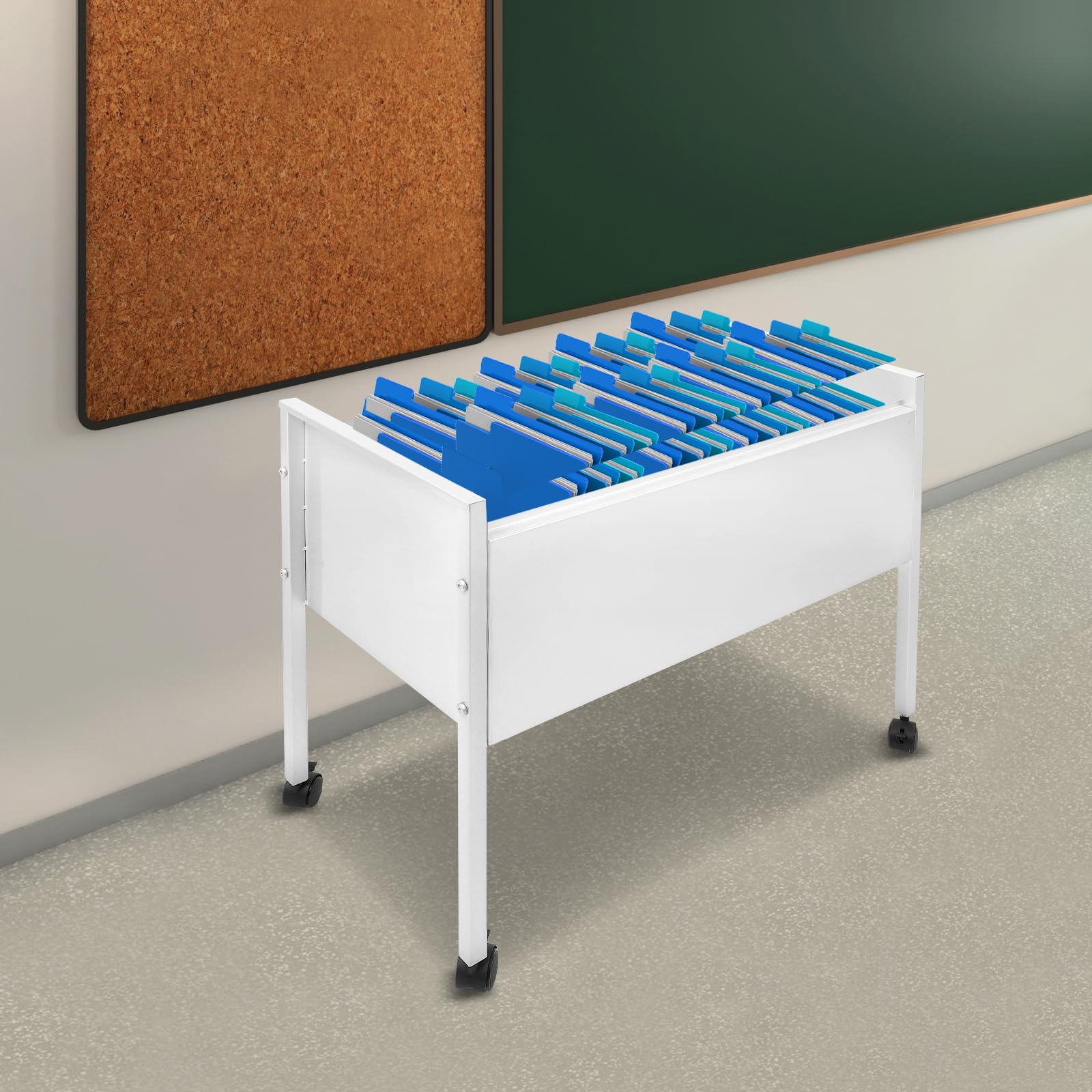 Aktenordner mit Rädern Rollbarer Aktenschrank für Hängemappen für Büros Konferenzräume Arbeitszimmer Silber 70 * 37 * 60cm