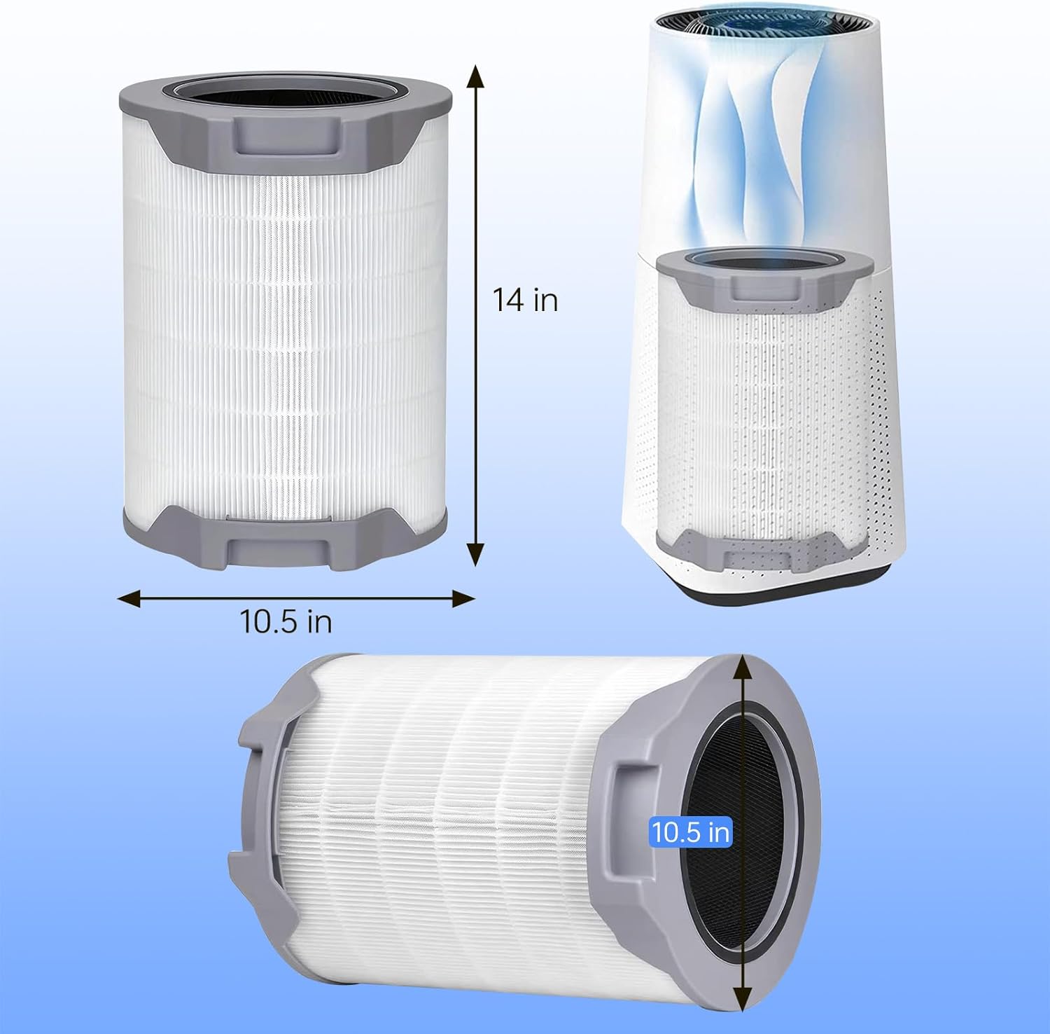 Lv-h134 replacement filter, Filter Activated Carbon Filter, Compatible with LEVOIT H134-RF, 3-in-1 True Filters LV-H134-RF, 1 Pack - Image 3