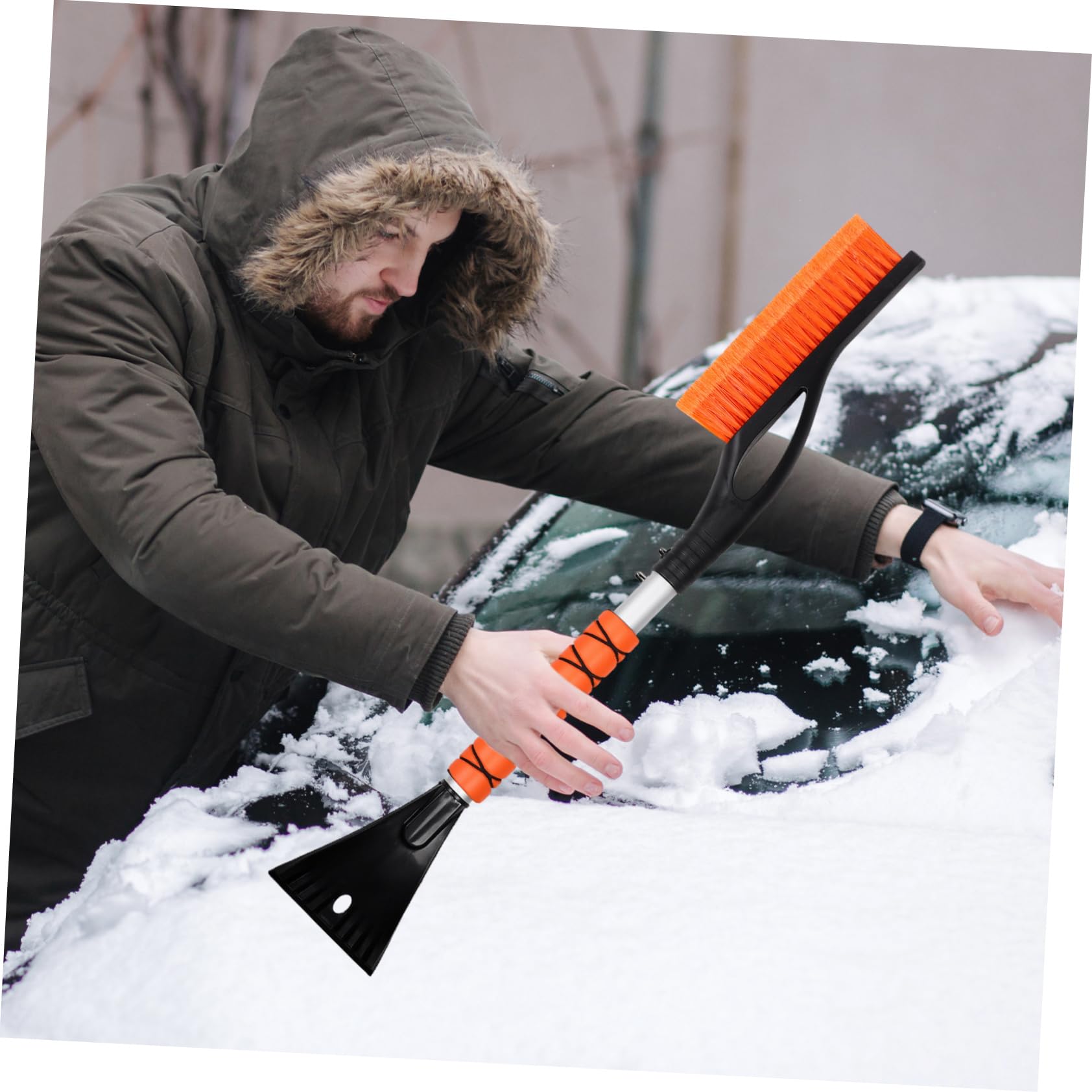 Cabilock 2pezzi Raschietto per Neve Estensibile per Auto Raschietto per Ghiaccio Resistente per Parabrezza e Finestre Auto Dispositivo Multifunzionale per Rimozione della Neve
