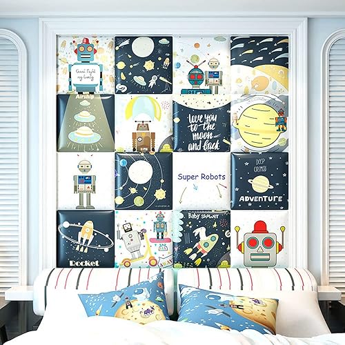 Miniatura 6 de VEDHAA Acolchado de pared 3D anticolisión para niños, paneles de pared tapizados para despegar y pegar, cabecero para tatami, sala de estar,