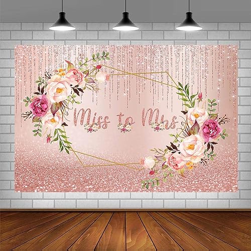 Miniatura 3 de Telón de fondo con purpurina de oro rosa de 7 x 5 pies con purpurina de Miss to Mrs - Suministros para decoración de fiesta de boda, despedida de