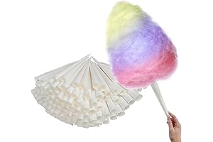 Cotton Candy Cones Bulk: 100-Pack White Cotton Candy Sticks for all Your Sweet Treats
