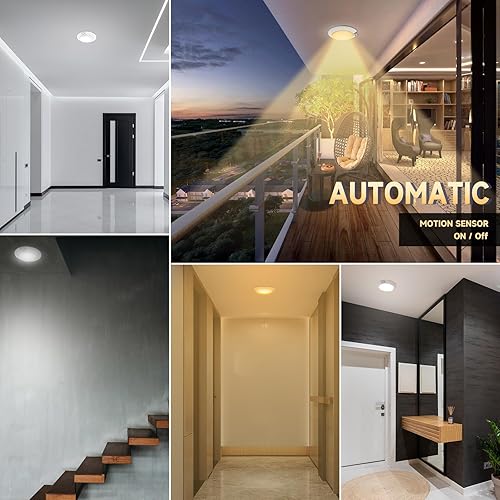 Miniatura 8 de ECOELER Paquete de 2 luces de techo con sensor de movimiento PIR, luz de ocupación seleccionable 3CCT con cuenta regresiva y sensor de atardecer a