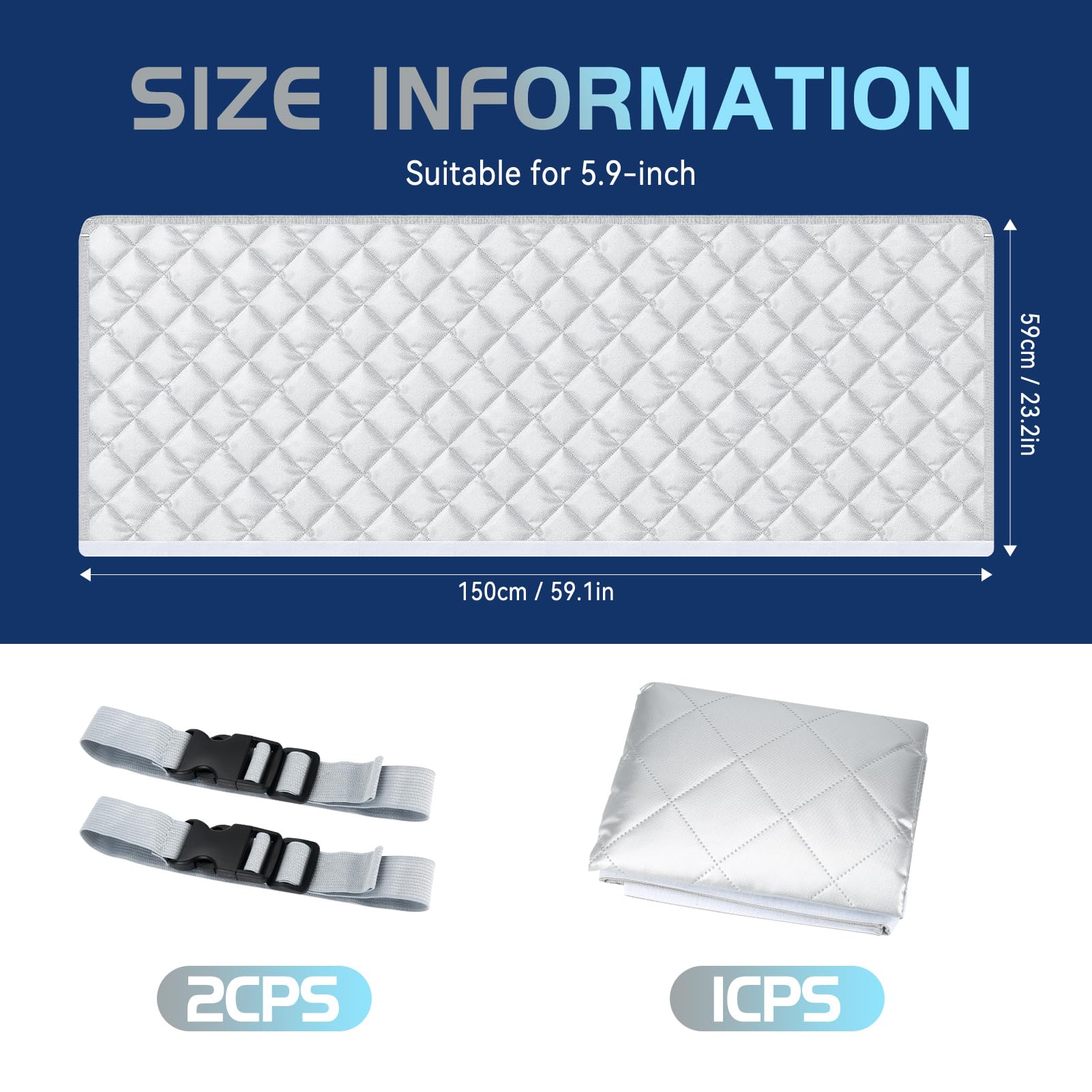 Gaine Isolante Pour Tuyau d'Évacuation d'Air De Climatiseur, 150 × 58 Cm, Avec Protection Anti-Uv, Housse Pour Climatiseurs Portables Adaptée à Des Bouches d'Aération De 5 à 5,9 Pouces De Diamètre (1)