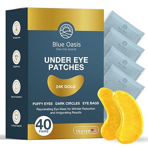 Miniatura 7 de Parches debajo de los ojos para ojos hinchados y ojeras  Parches de oro de 24 quilates para hinchazón, belleza y productos de cuidado personal  20