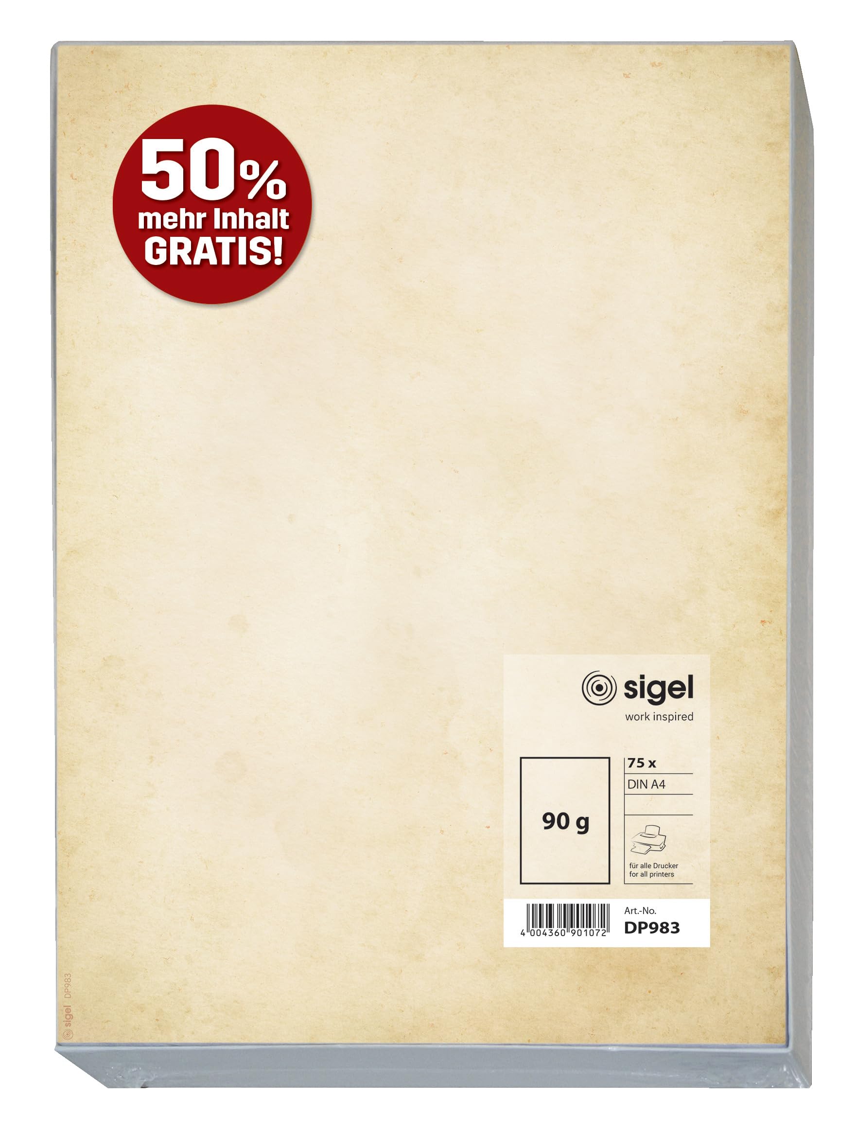 SIGEL DP983 Motif Paper - Vintage - Beige - 90 GSM - A4-75 Sheets, Vintage motif, 75 sheets