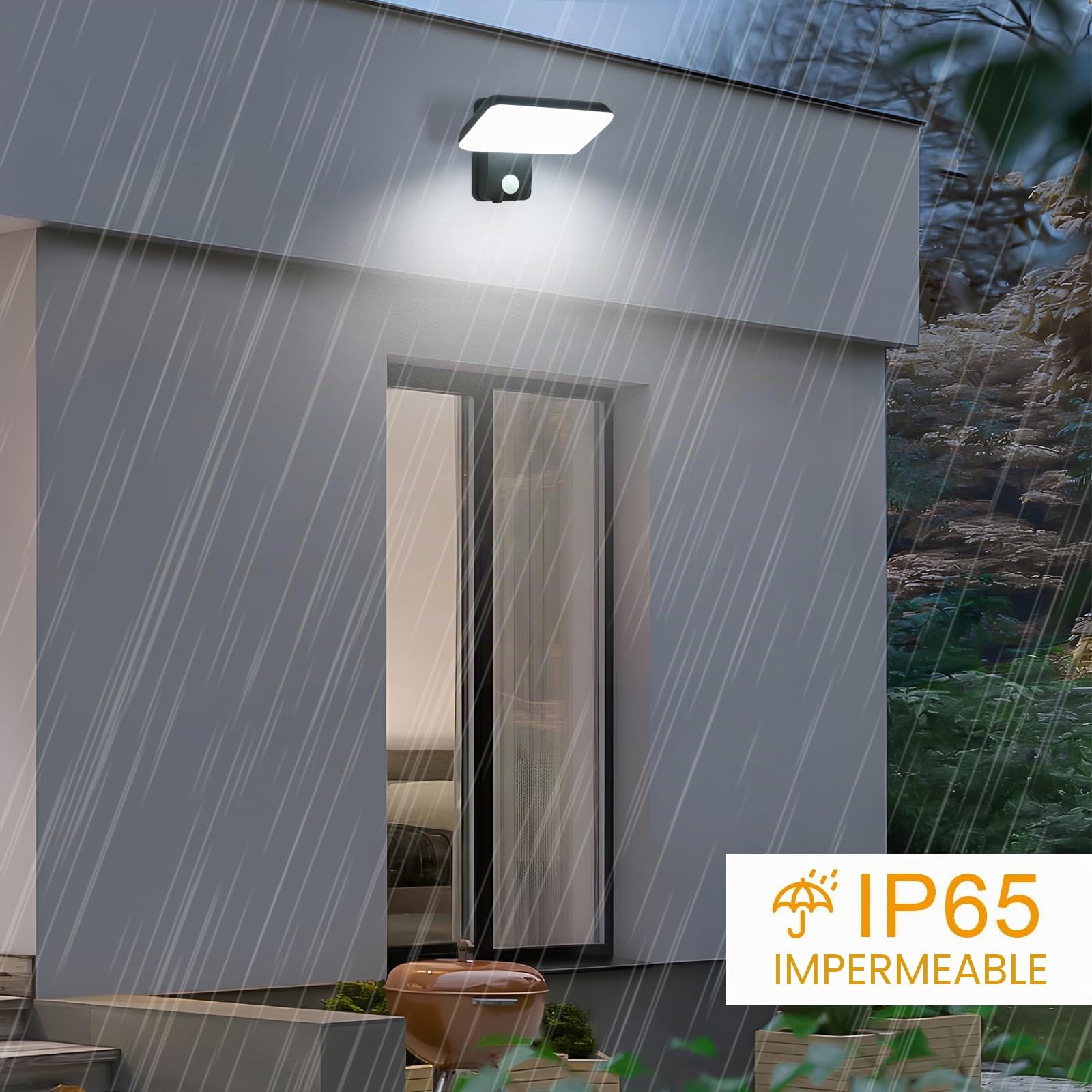 Osairous 16w LED Lampara Pared con Sensor de Movimiento, Giratoria Aplique Pared Exterior con Sensor de Movimiento, IP65 Aplique Exterior, Luz Exterior para JardíN y Terraza, Negro 6500k
