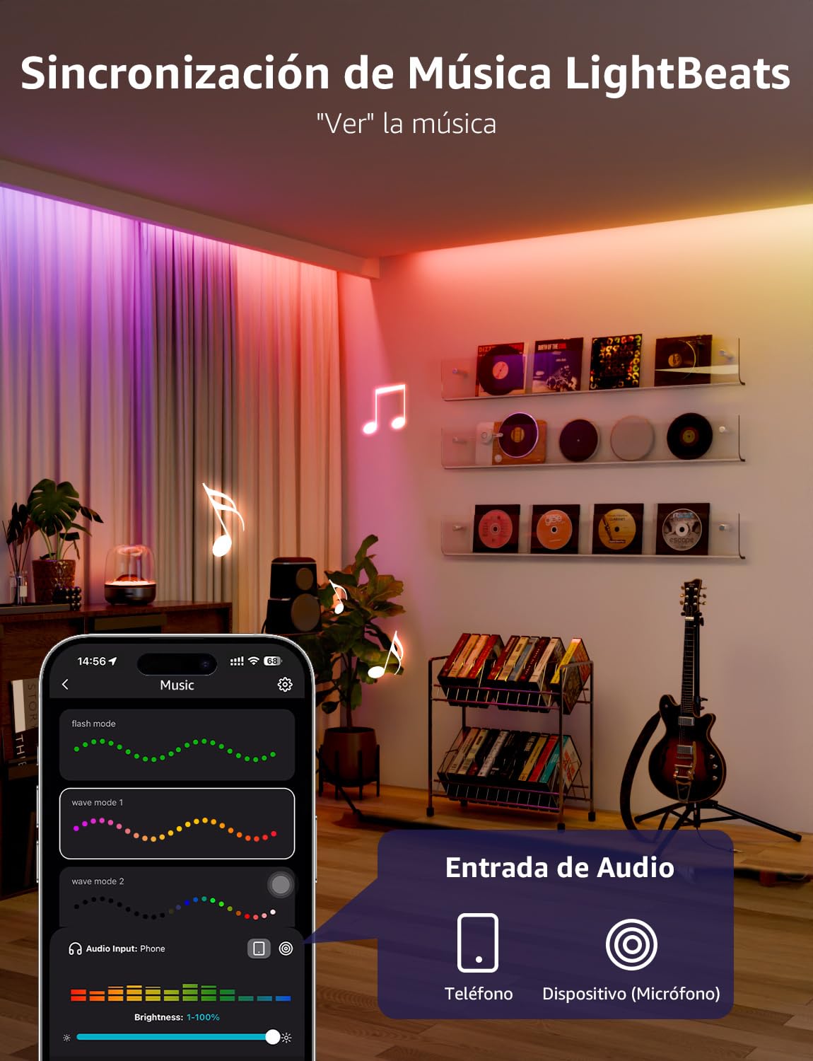 Lepro S2 AI Tira LED 10M RGB, Fonciona con Alexa y Google Assistant, Control de WiFi y Bluetooth y Segmentado, Diseñador de Iluminación AI Personalizado, Sincronización Música, Luz para Fiesta, Gaming
