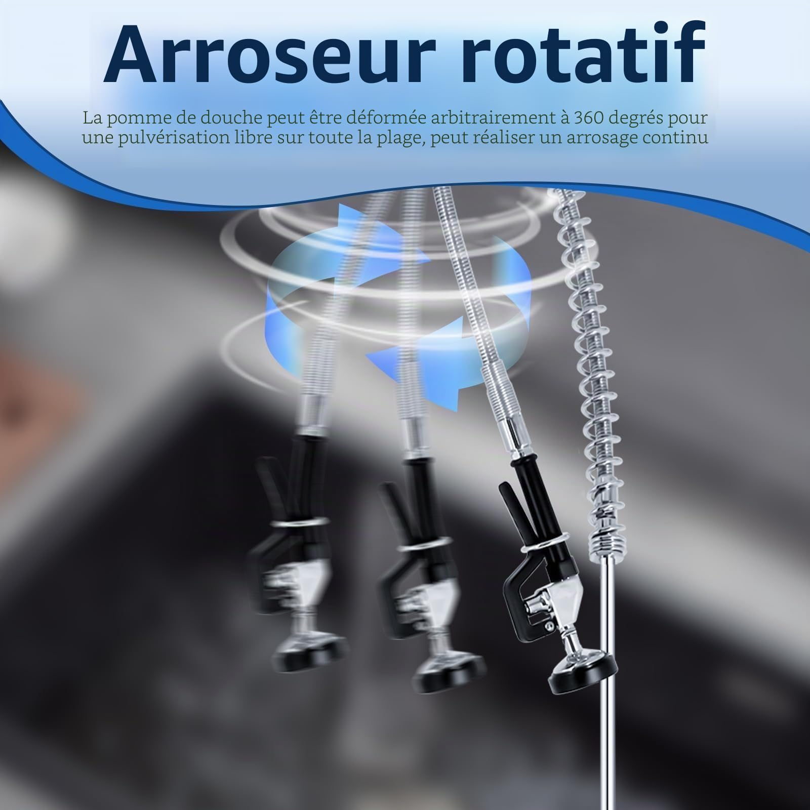 TAIMIKO Robinet de cuisine de Douche Mitigeur mural 2 trous,4-8''centre réglable Robinet mitigeur d'eau froide et chaude,Poignée ergonomique Douchette industrie,pour évier de cuisine avec pulvérisatio