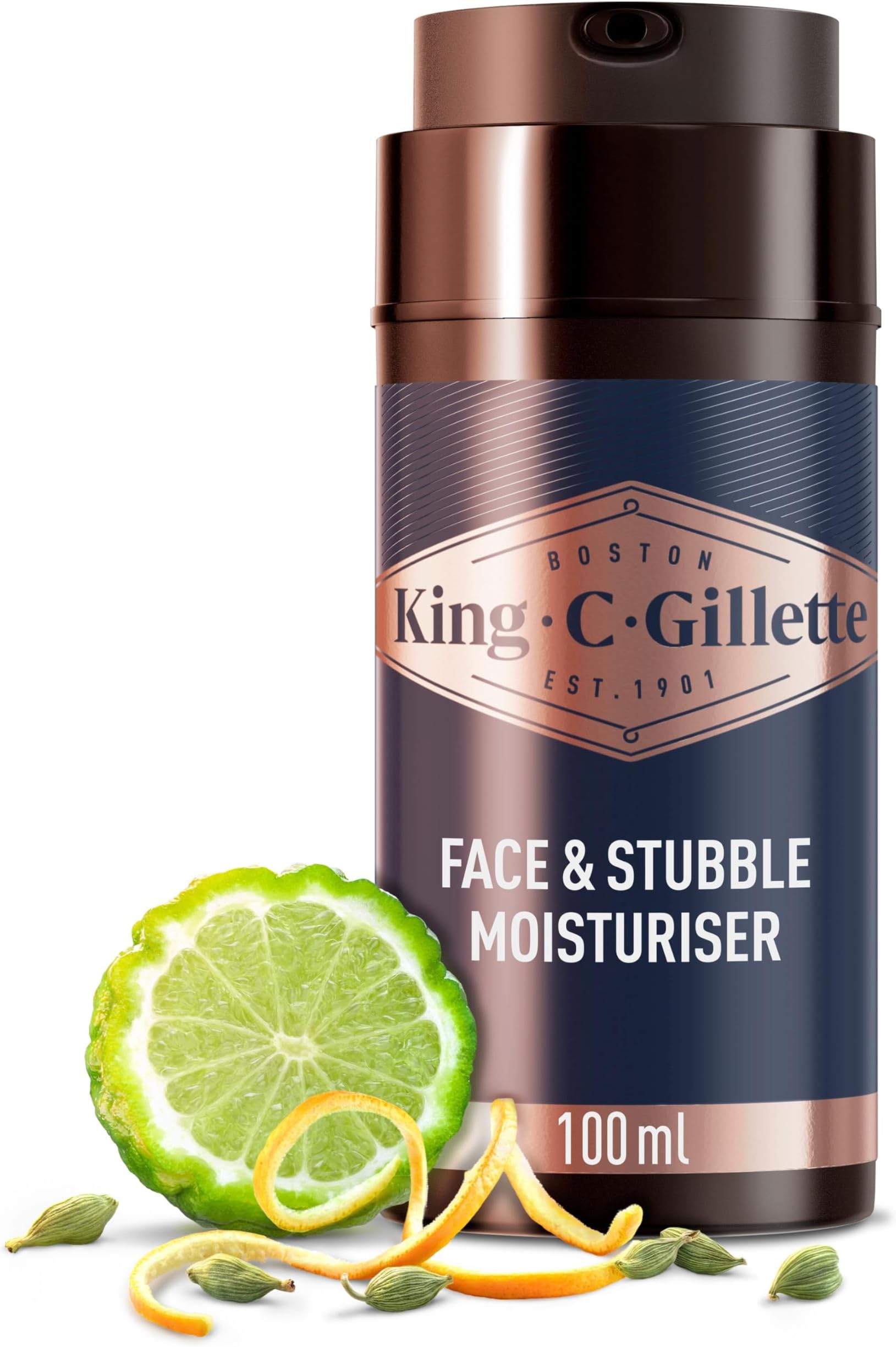 Gillette King C. Face & Beard Moisturiser for Men, 100 ml, with Vitamin B (B3), B5 Complex & Argan Oil, Beard Softener for Men