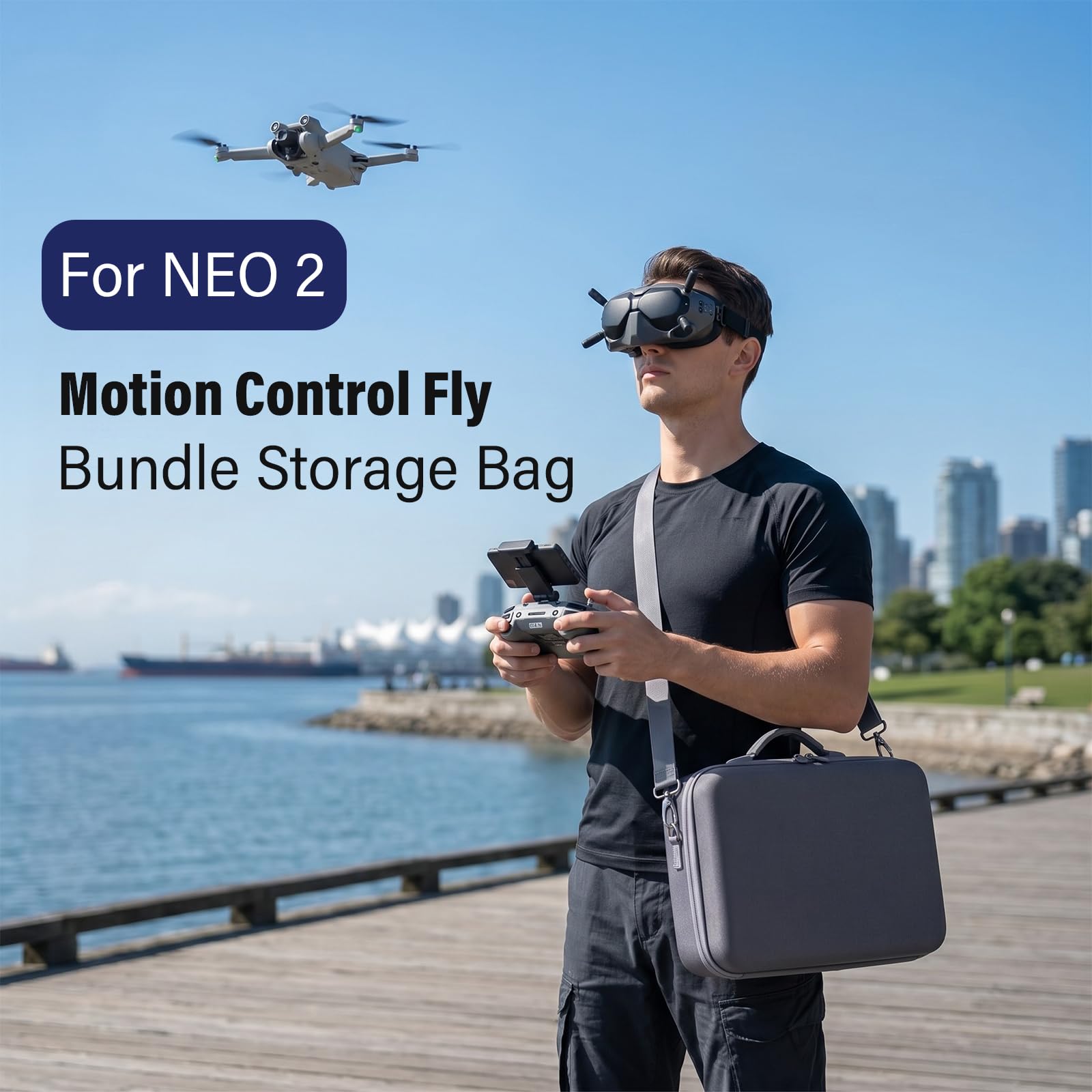 Neo 2 torba, torba do przenoszenia DJI NEO 2 – przenośna torba do przechowywania gogli N3, RC Motion 3, drona, 3 akumulatory, dwukierunkowa stacja ładująca do podróży i aktywności na świeżym