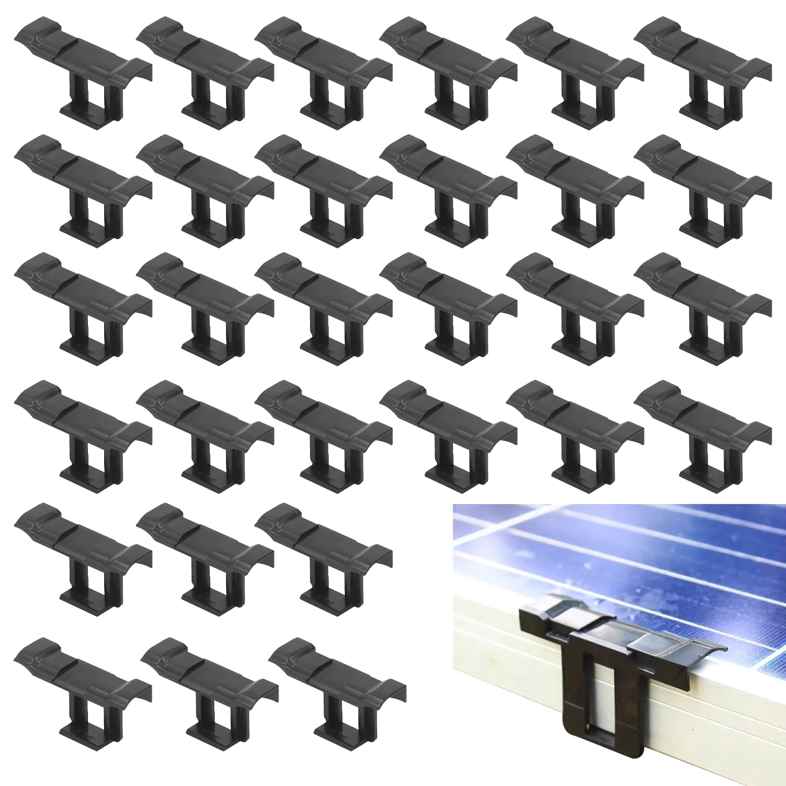 30er-Set Solarpanel Wasserablauf Clips 30 Mm – Entwässerungsklammern Für PV-Module, Regenwasserabfluss, Schmutzableitung, Schwarz