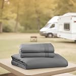 Hearth & Harbor Feuilles de la Reine courte pour RV, Gris foncé RV Feuilles de la Reine, Silky Soft 1800 Feuille de lit en microfibre pour campeur, 4 Pièce RV Literie avec oreillers