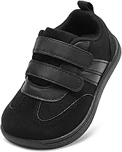 STQ Wide Toddler Barefoot Shoes Black Boys Girls School Shoe Zero Drop Kids First Walking Trainers Lightweight Non Slip Running Tennis Sneakers for Daycare Sports