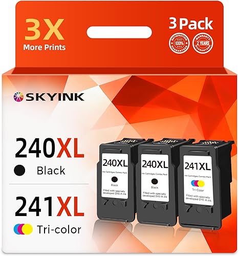 Cartucho de tinta PG-240 CL-241 XL compatible de reemplazo para Canon 240XL 241XL Paquete combo (3 unidades) para impresoras PIXMA MG3600 MG3620