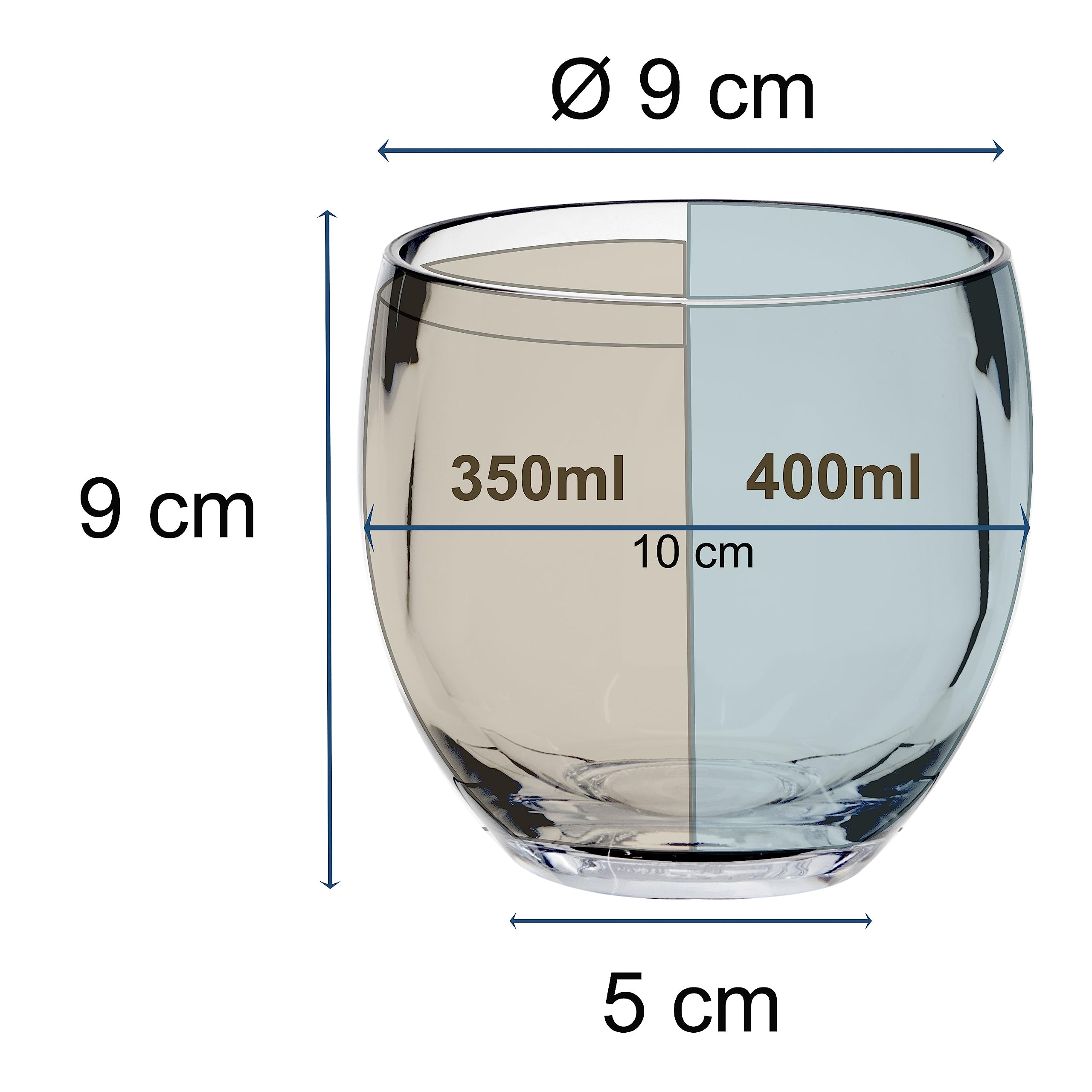 Jesolo Sand Service de table en mélamine pour 6 personnes 8 pièces Verre marron 400 ml