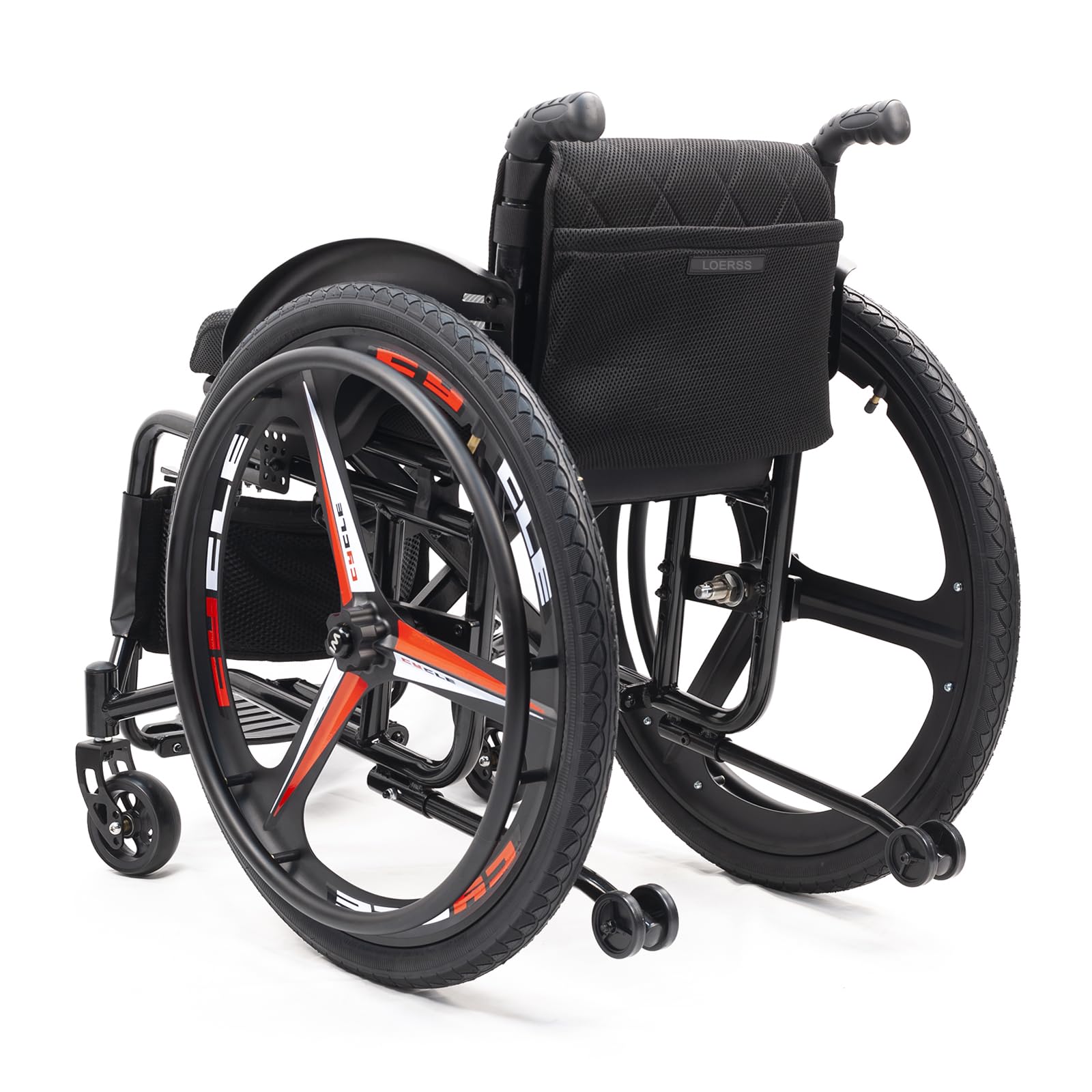 Silla de ruedas deportivas ultra ligera portátil para todo el terreno,Silla de ruedas manual de aleación de aluminio autopropulsada plegable,Sillas de ruedas de transporte con anti-basculante(Size:42c