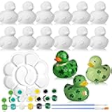 Simgoing 17 Pcs Irish Ceramics to Paint Ready to Paint Your Own Ceramic Shamrock Duck Statues Unpainted Ceramics Paintable Figurines Kit Crafts with Brush Palette for St. Patrick's Day