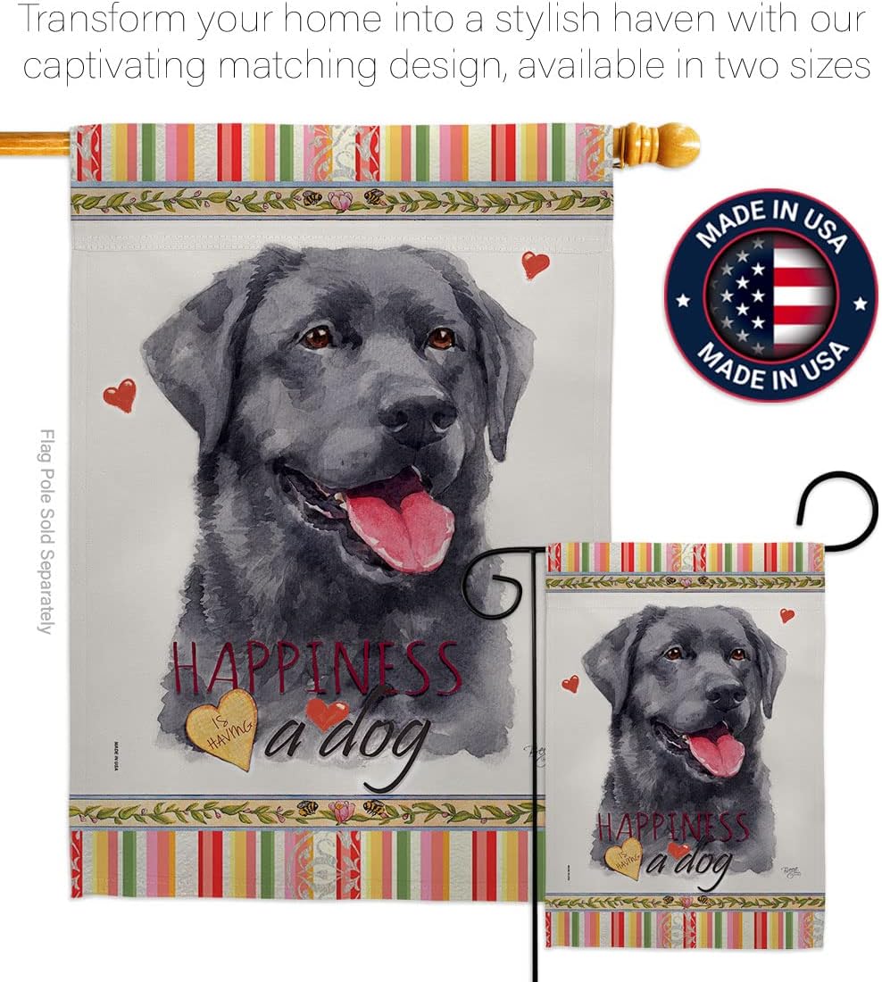 Breeze Decor Labrador Happiness House Flag Dog Puppy Spoiled Paw Canine Fur Pet Nature Farm Animal Creature Decoration Banner Small Garden Yard Gift Double-Sided, Made in USA