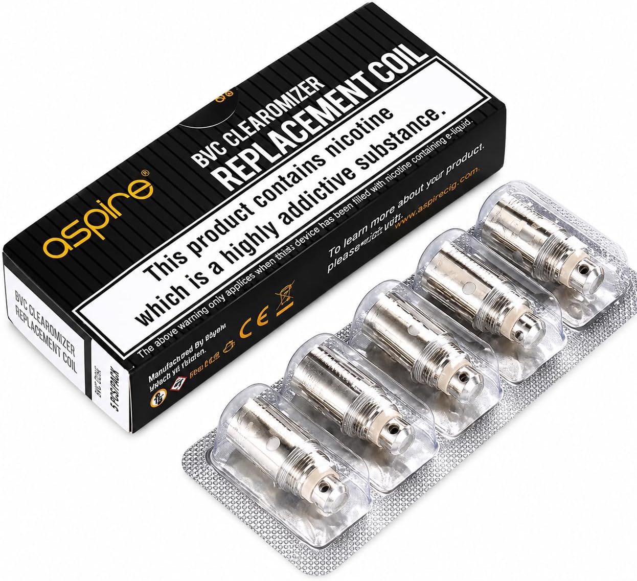 Aspire BVC 1.8 Ohm Replacement Coil Clearomizer [Pack of 5]