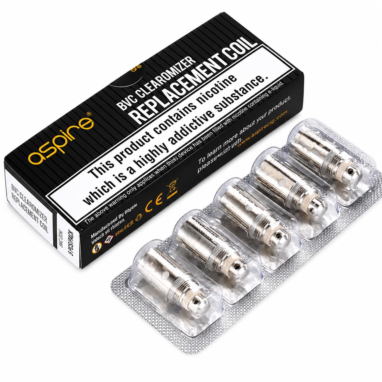 Aspire BVC 1.8 Ohm Replacement Coil Clearomizer [Pack of 5]