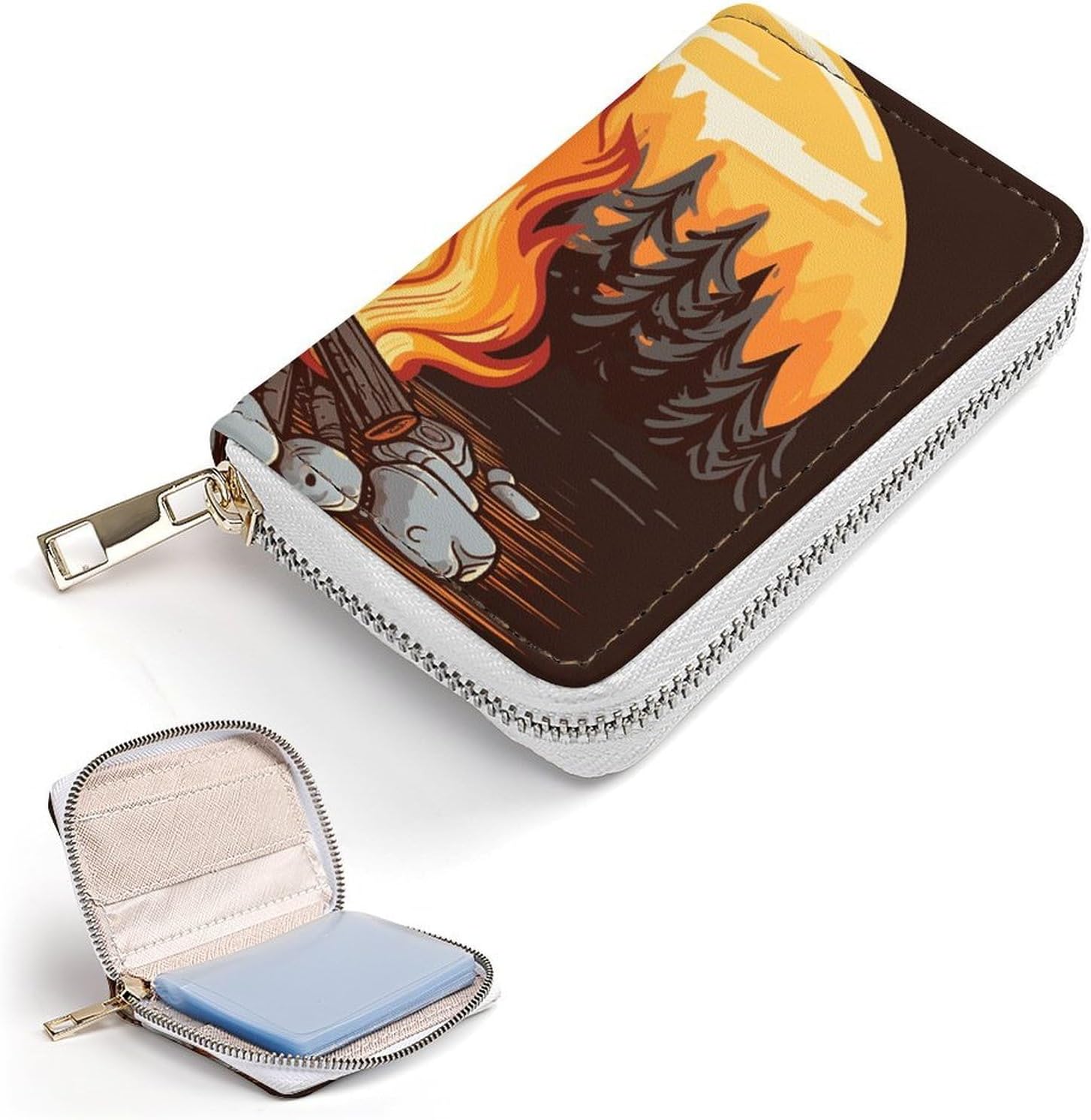 Bonfire Card Holder RFID Blocking,Credit Card Wallet for Women And Men,Card Case Organizer Bag with Zipper