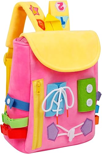 Miniatura 7 de Busy Board - Mochila para niños pequeños con hebillas y juguetes de actividad de aprendizaje desarrolla habilidades motoras finas y habilidades
