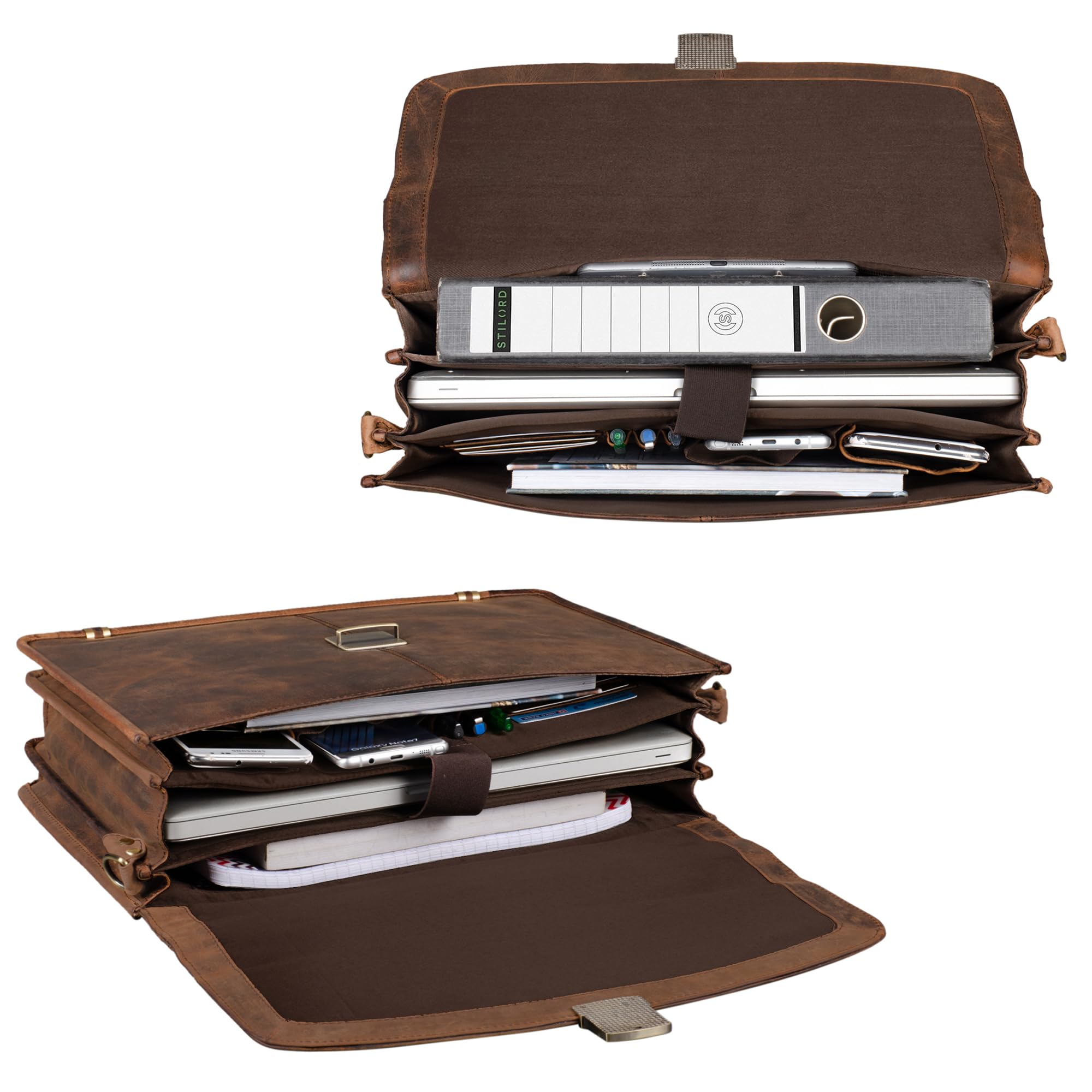 STILORD Miguel Porte-Documents Classique Cuir Noir Homme Serviette de Travail Sac d'affaires Business Bureau Sac pour Portable 15,6 Pouces Couleur:Antracite