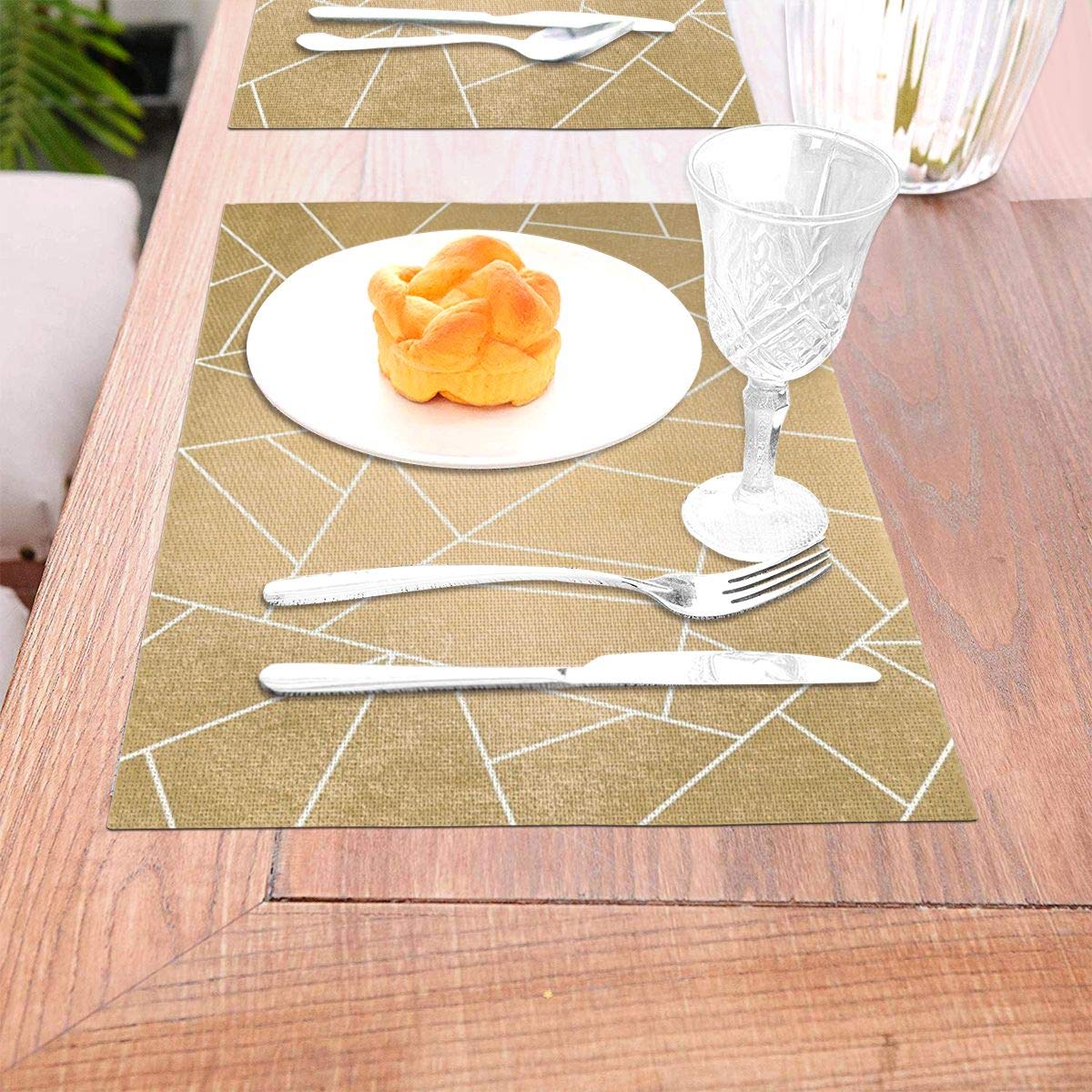not Minimal Gold Woven Placemat6 Piece Set of Placemats Pc Party Kitchen Dining Room Home Table Food Dinnerware Tableware Dishware Dishes Mat