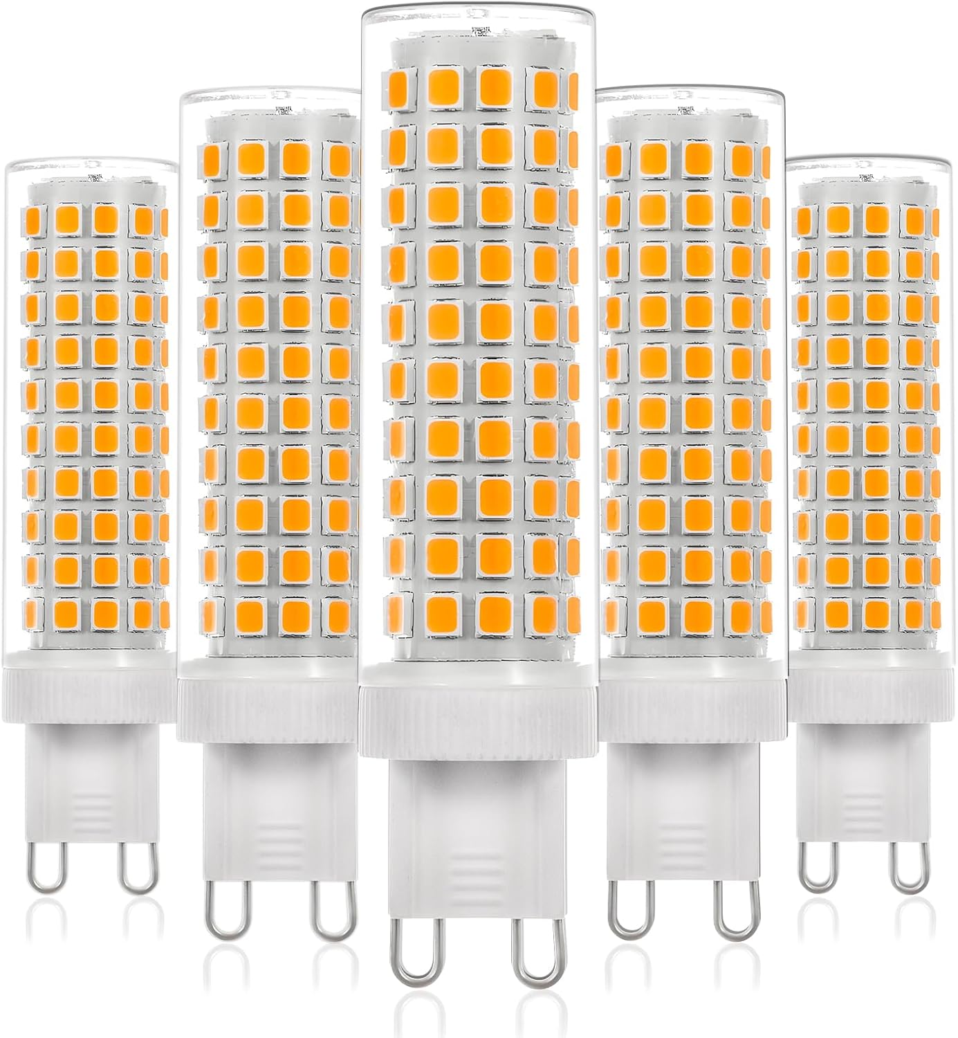 5 Pack G9 LED Bulb 10W 1250LM Super Bright, 100W Halogen Bulb Equivalent, Flicker-Free AC100V-265V, Soft Warm White 2700K, Ceramic Base PC Cover Non-Dimmable for Home Lighting