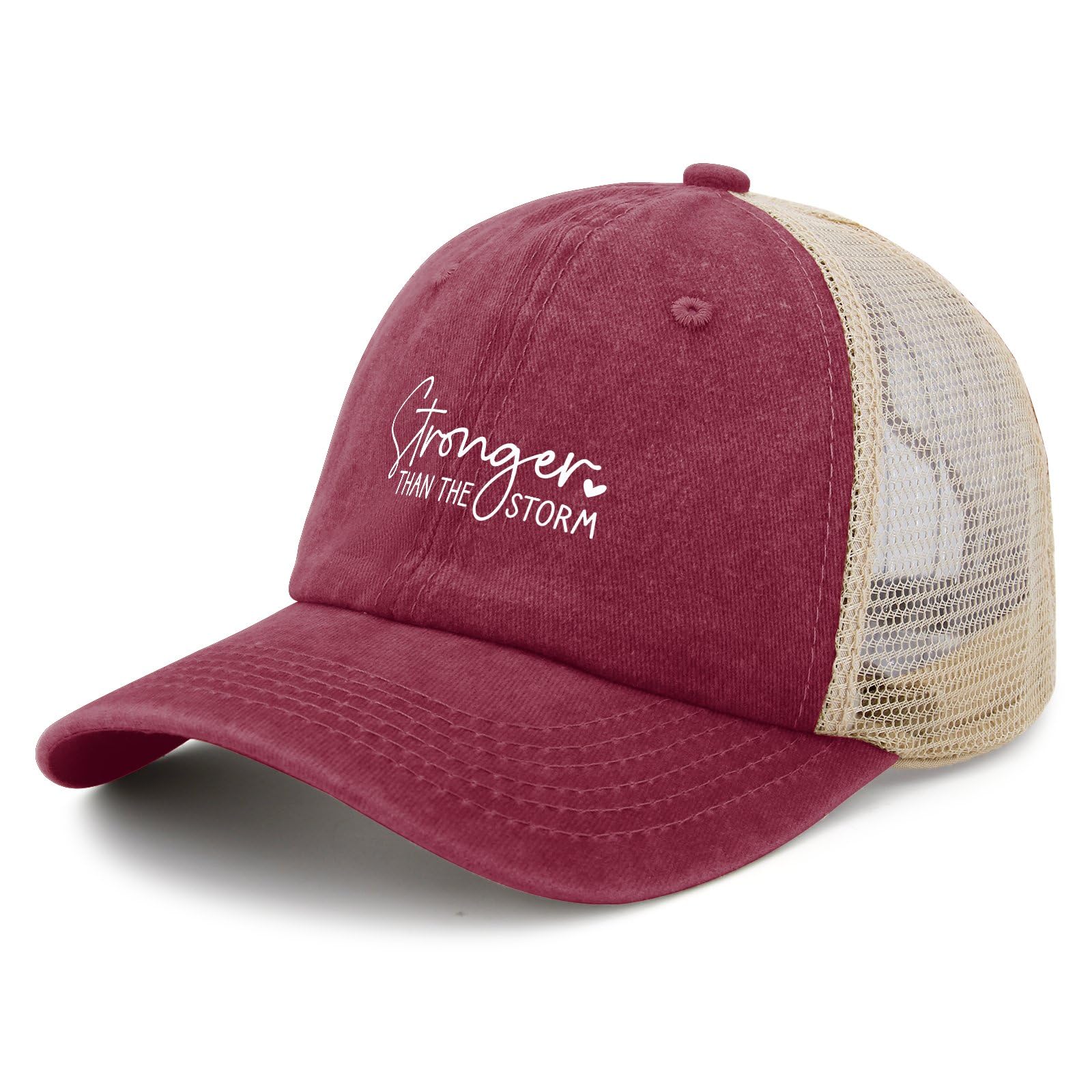 Stronger, Than The Storm Golf Hat Golf Hat Cycling Cap for Dad Deep Rose