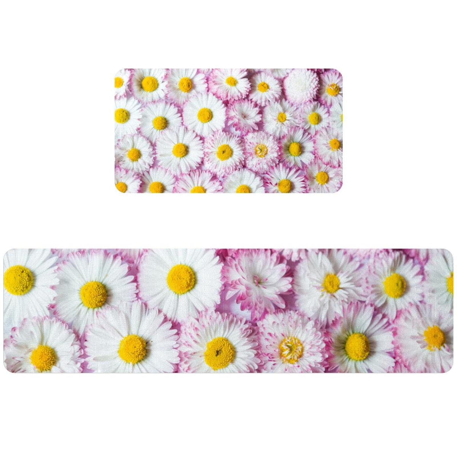 Tapete absorbente para cocina y cuarto de lavado, alfombrillas antideslizantes de flores