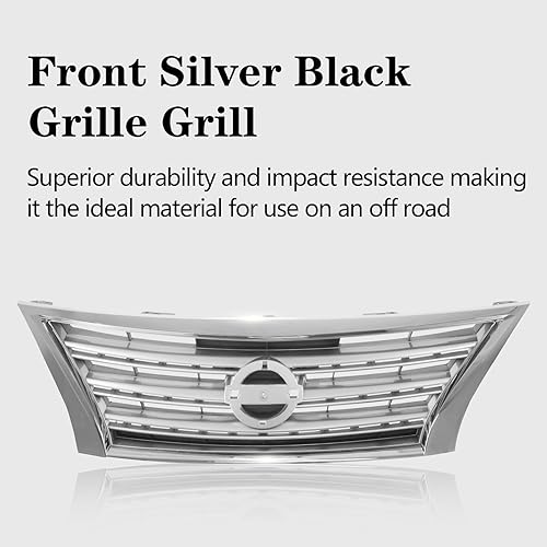 Miniatura 3 de Perfit Liner Parrilla delantera plateada negra con moldura cromada compatible con NISSAN Sentra 2013-2015 compatible con NI1200252 623103SH0A