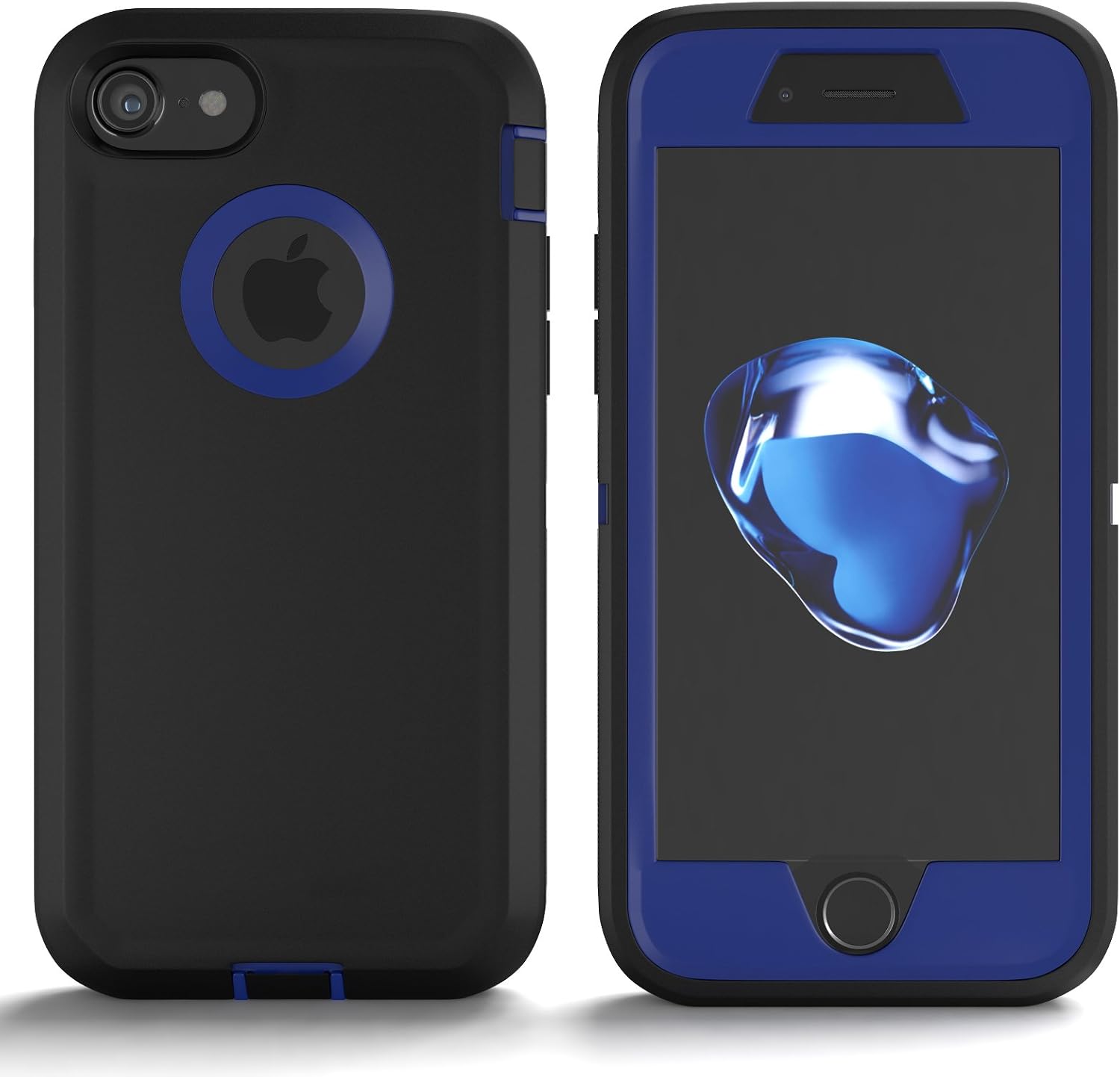iPhone 7 Case, Viero Defender Case Heavy Duty Rugged Impact Resistant Full Body Protective Armor Military Grade Protection Belt Clip Built-in Screen Protector Case Cover for iPhone 7 - Black/Blue