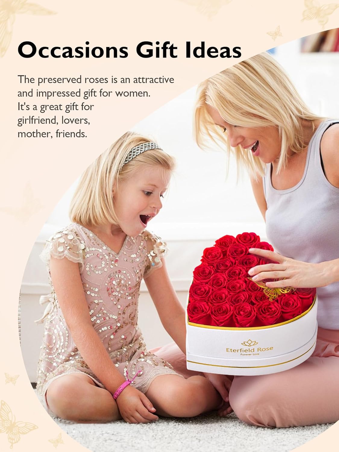 Eterfield 27 Forever Flowers in Heart Shape Box, Preserved Roses That Last a Year Preserved Flowers Birthday Gifts for Her Mom Women Wife Anniversary Valentines Day Mothers Day Christmas, Red - Image 4