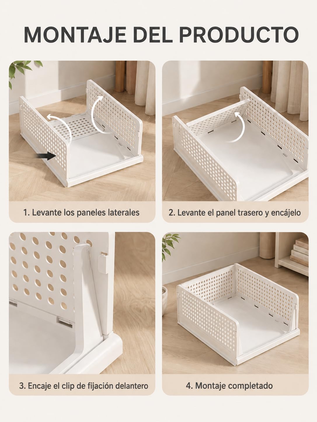 Organizador Armario 4 Piezas, Cajas Apilables Plegables para Ropa