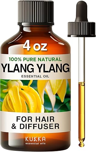 Kukka Ylang-Ylang Aceite esencial para difusor, aceite esencial de ylang ylang 100% natural para la piel, aceite de ylang ylang para cabello y