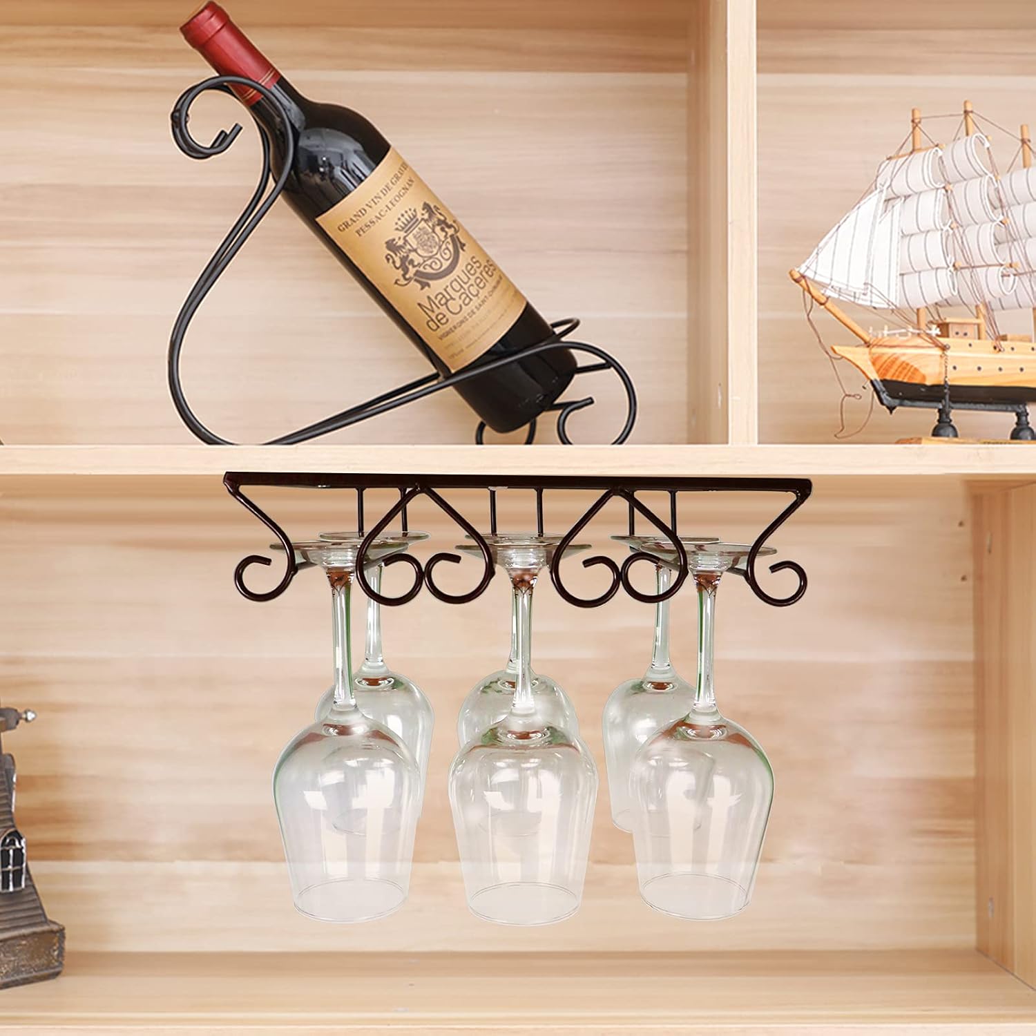 HeartShaped Iron Wine Glass Holder Bracket Black can Hang Wine Glass