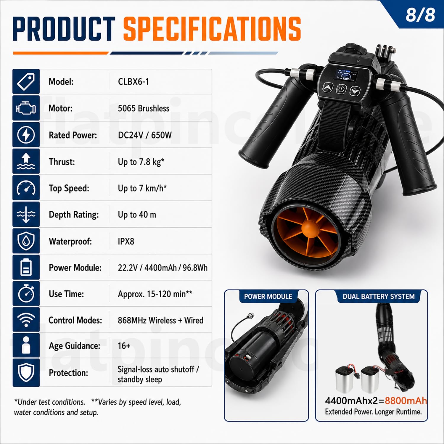 Motor paddle surf 2026 Nuevo Modelo, motor eléctrico kayak y propulsor acuático para buceo, 650W, control 868MHz y cable, IPX8, para snorkel, SUP, tabla paddle surf, piscina, lago y mar
