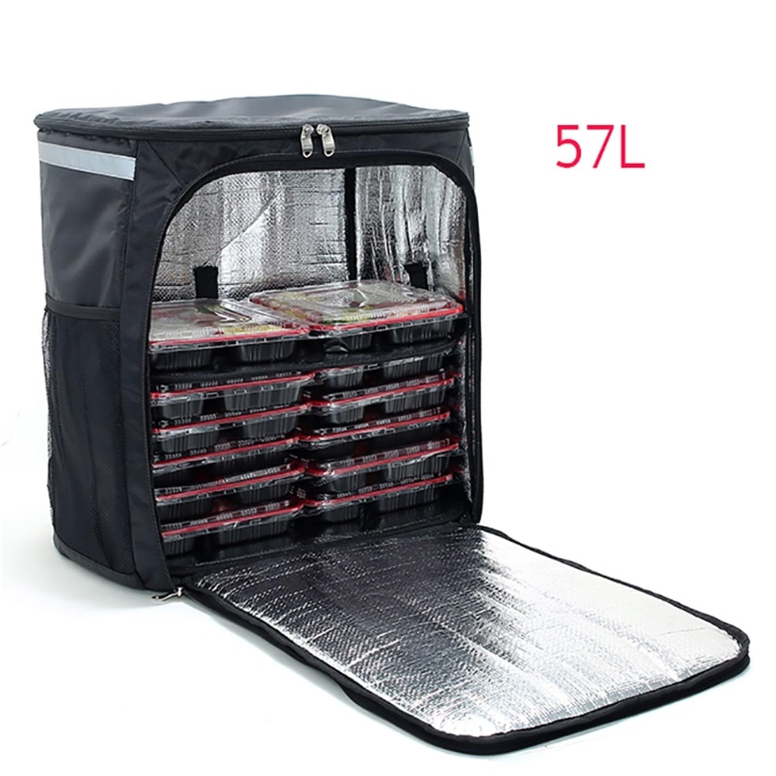 Mochila Delivery，Bolsa Para Llevar Pizzas 57L Mochila Bolsa de refrigerador Thermo Almuerzo Caja de picnic aislada Paquete de hielo fresco Coche Alimentación fresca Empresa de alimento Bolsas térmicas