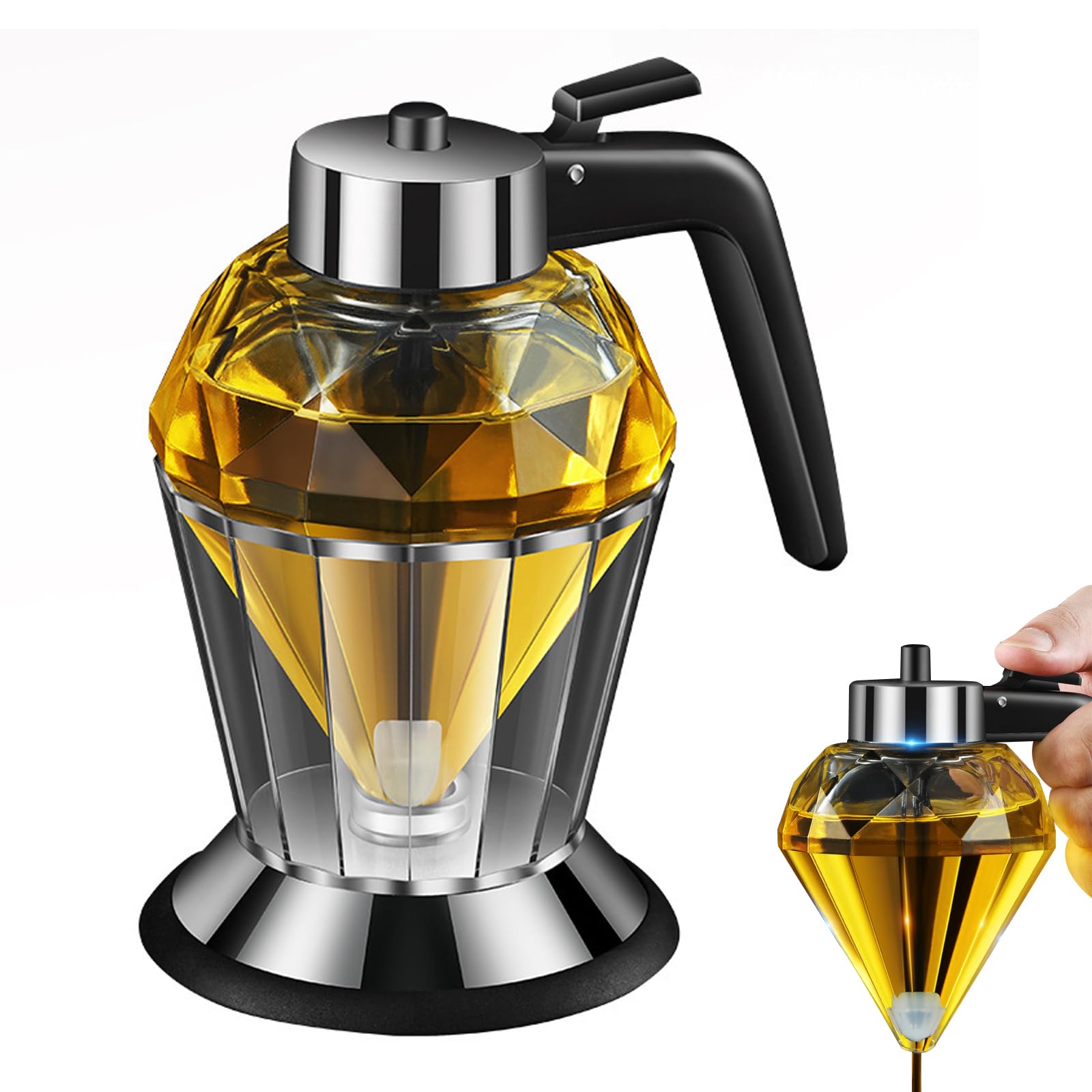 Distributeur D'huile Ou De Miel En Verre - 200 Ml, Type Diamant - Bouteille Verseuse Propre Et Précise Pour Cuisine